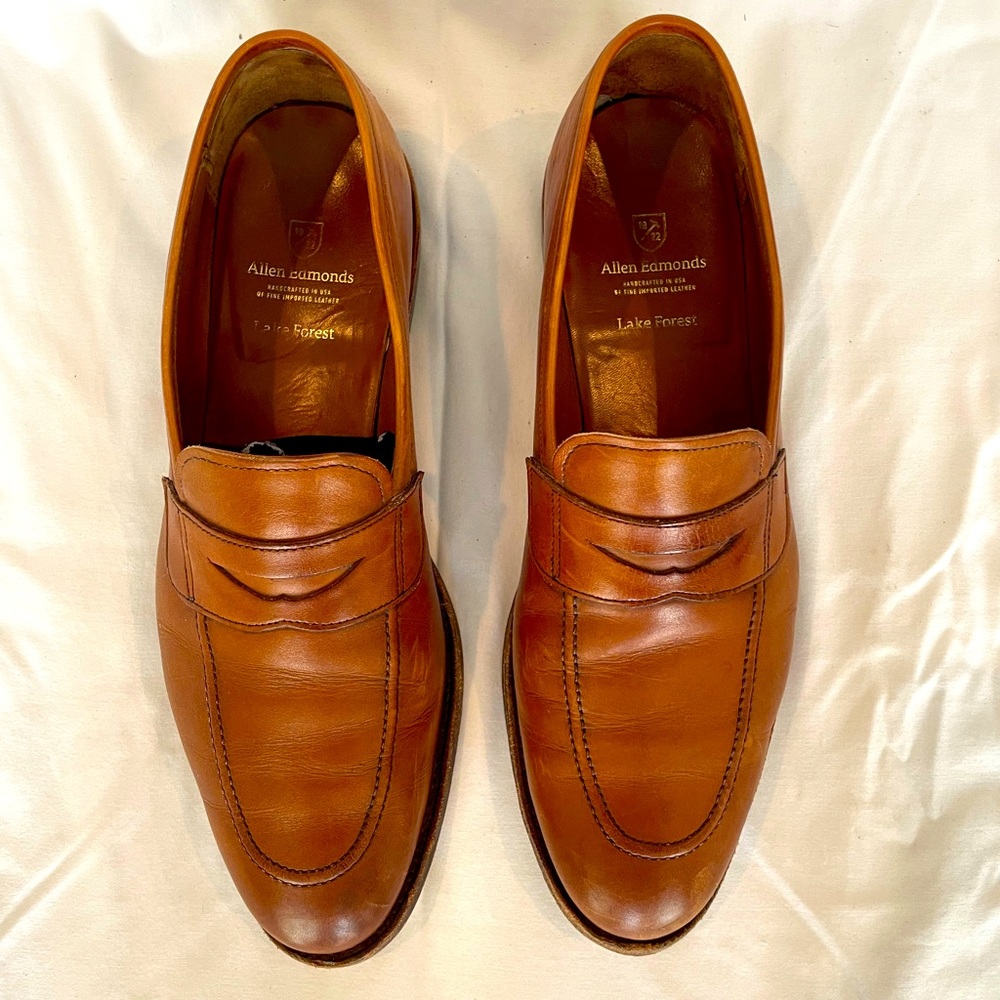 Allen Edmonds Men's Lake Forest Penny Loafer, Brown, size 12 D
